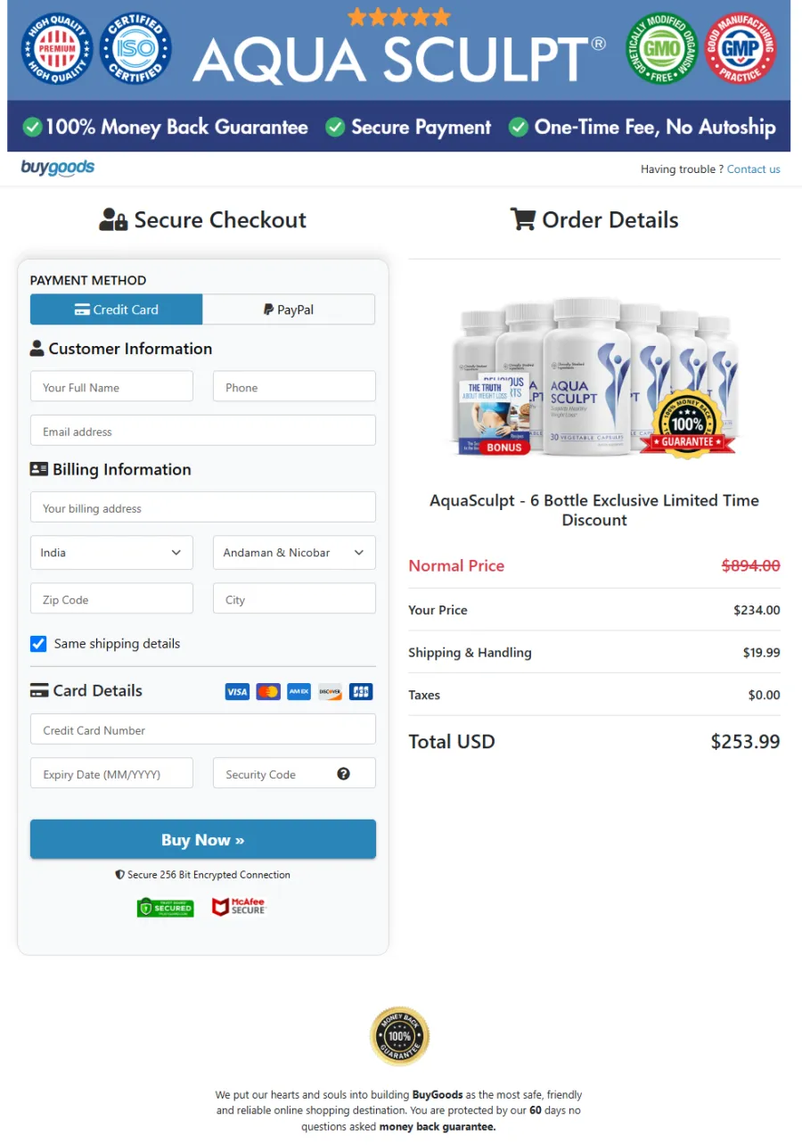 AquaSculpt Checkout